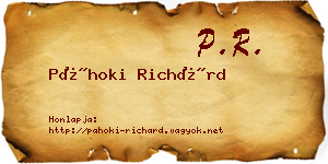 Páhoki Richárd névjegykártya